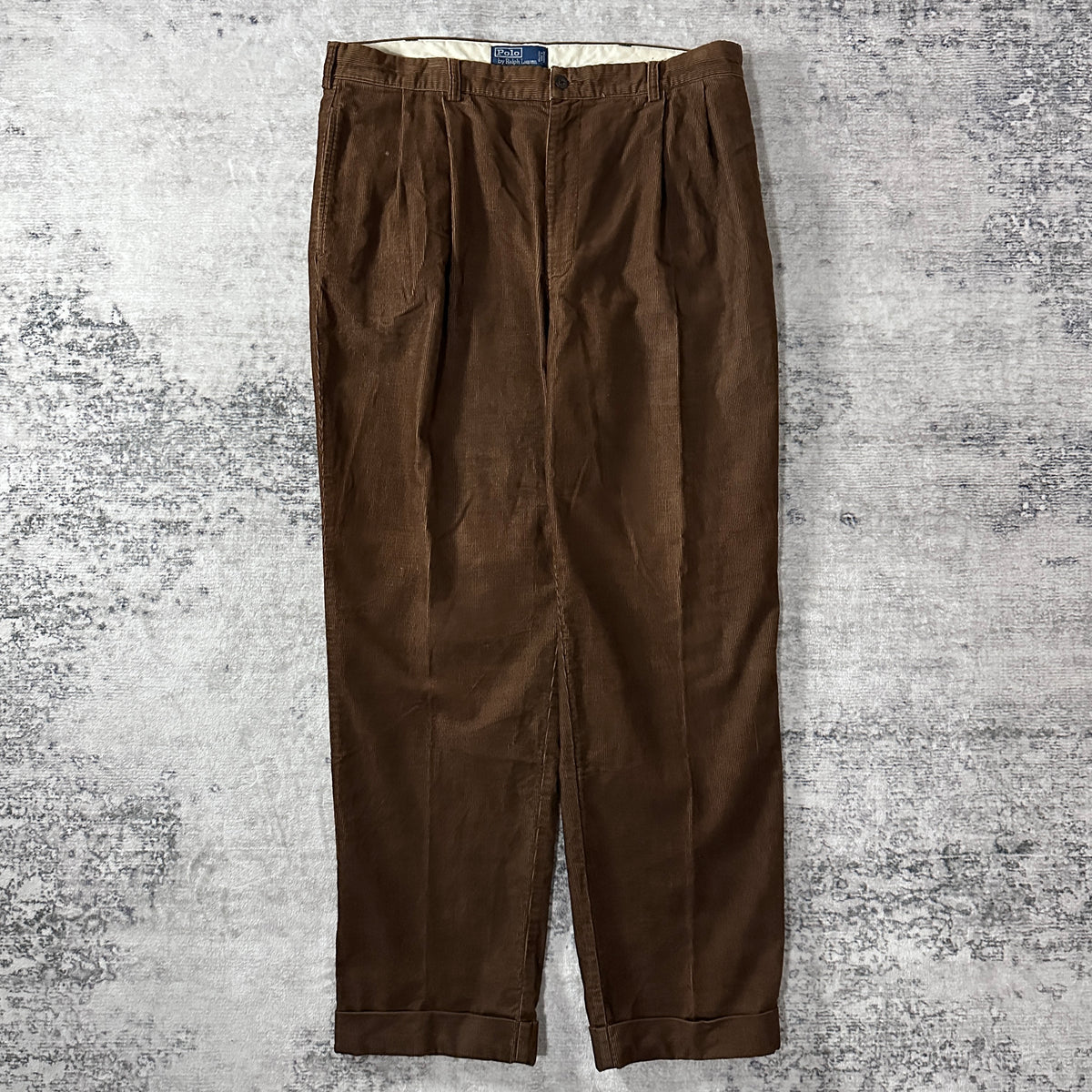 Polo by Ralph Lauren Hammond Pant Brown Corduroy Pleated Pants Size 38x32