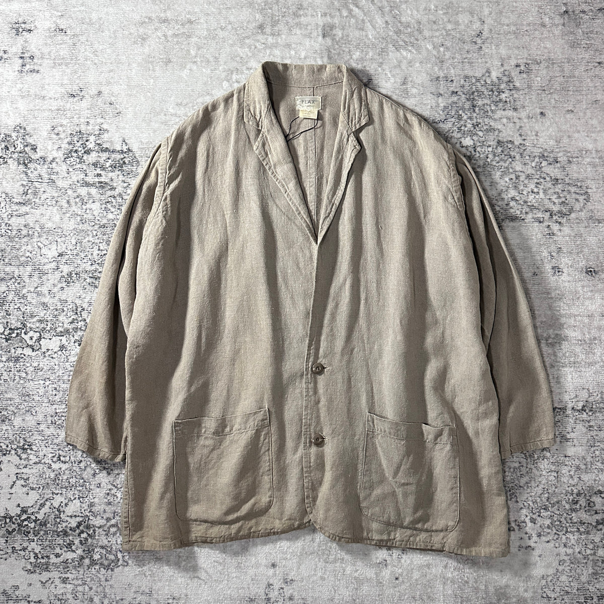 FLAX Beige 100% Linen Tailored Jacket Size L
