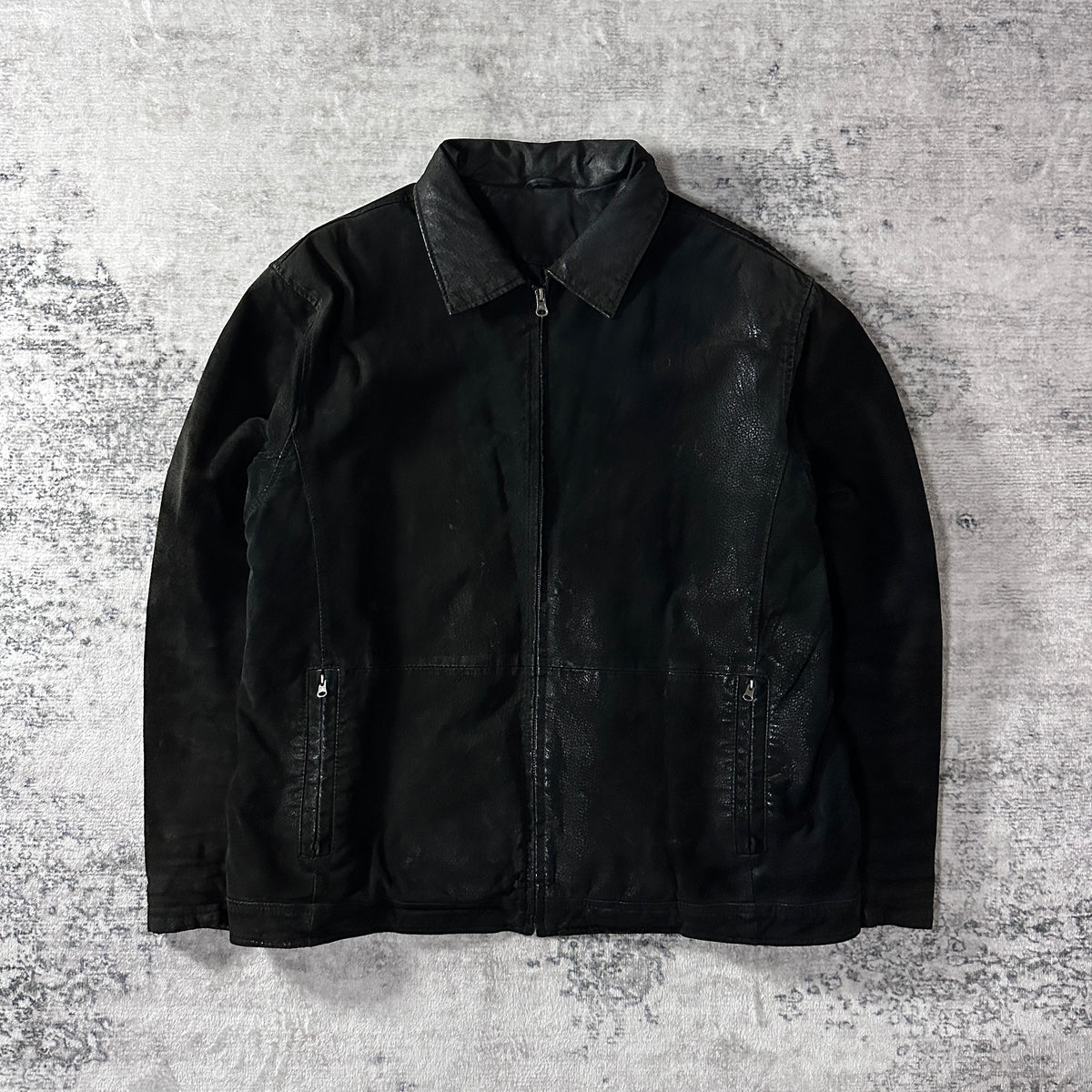 Knightsbridge Outerwear Black Leather Zip Jacket Size L