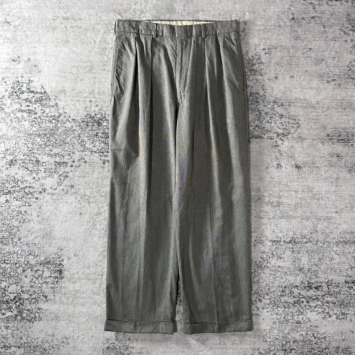 Polo by Ralph Lauren Gray Houndstooth Cotton Pleated Trousers Size W32
