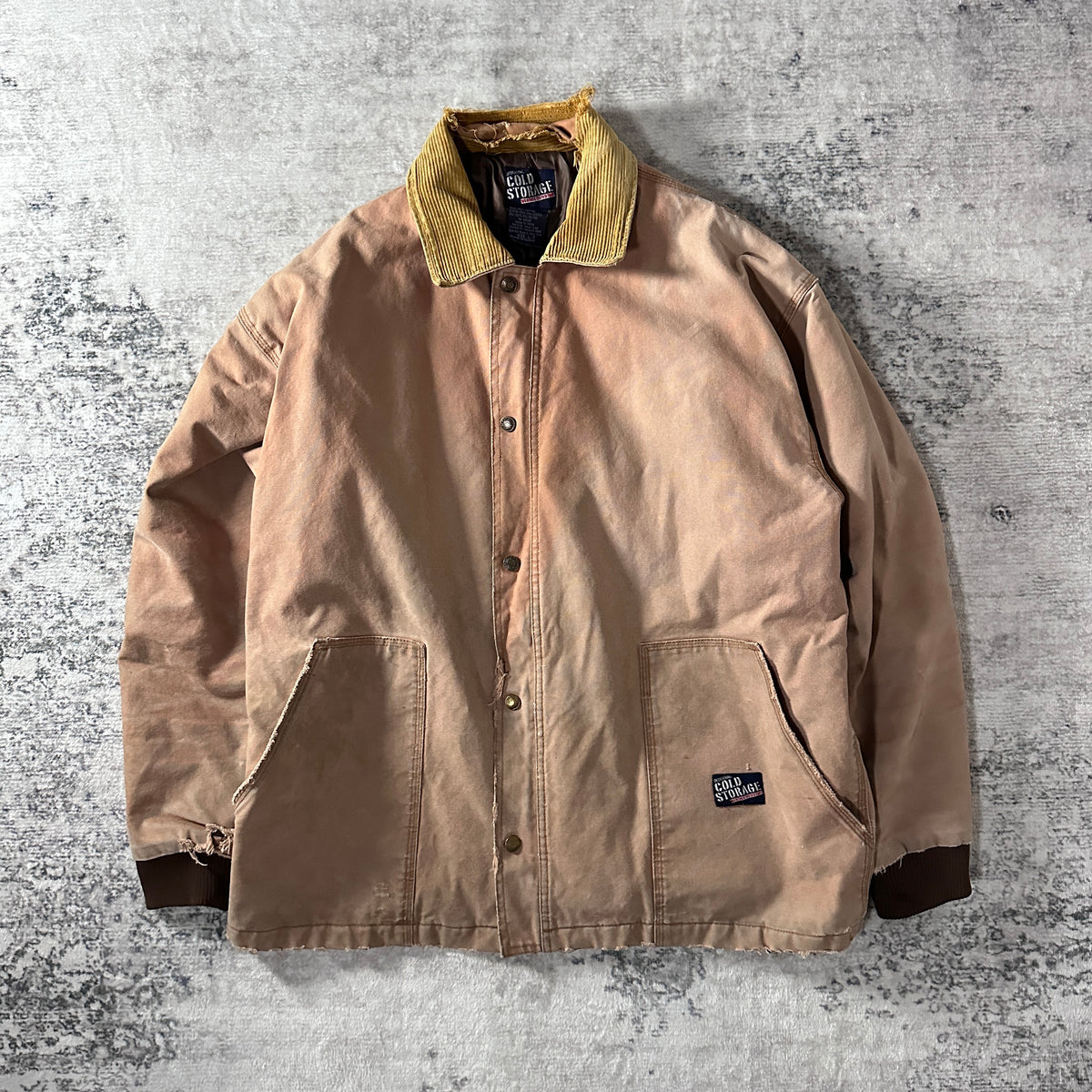 Original Cold Storage Beige Cotton Duck Insulated Work Jacket Size L Tall