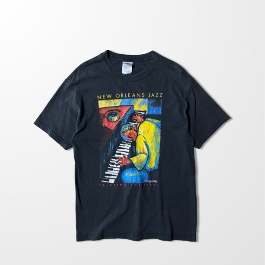 New Orleans Jazz Fade Art Tee – Colorful Pianist Print