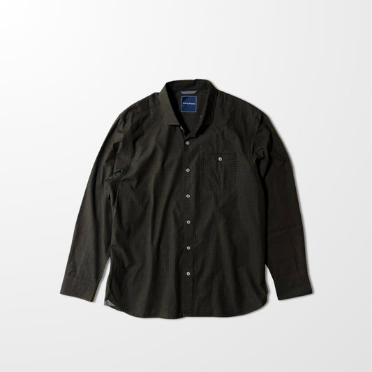Silk Check Shirt Brown × Black L – Relaxed Urban Elegance