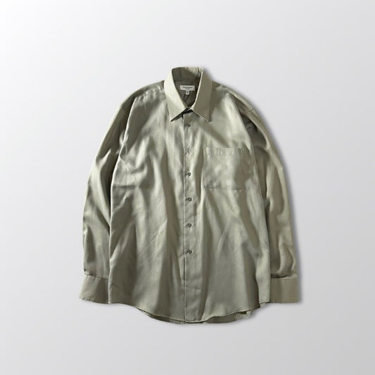 Yves Saint Laurent Olive Sheen Long Sleeve Shirt – L