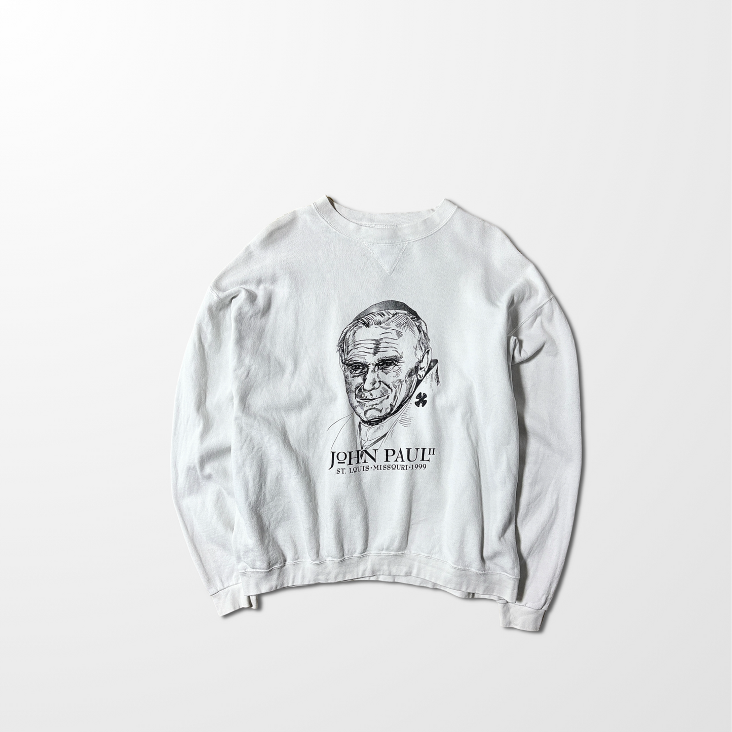 DELTA 90/10 Cotton White Sweatshirt – John Paul II Graphic – XL (Made in USA)
