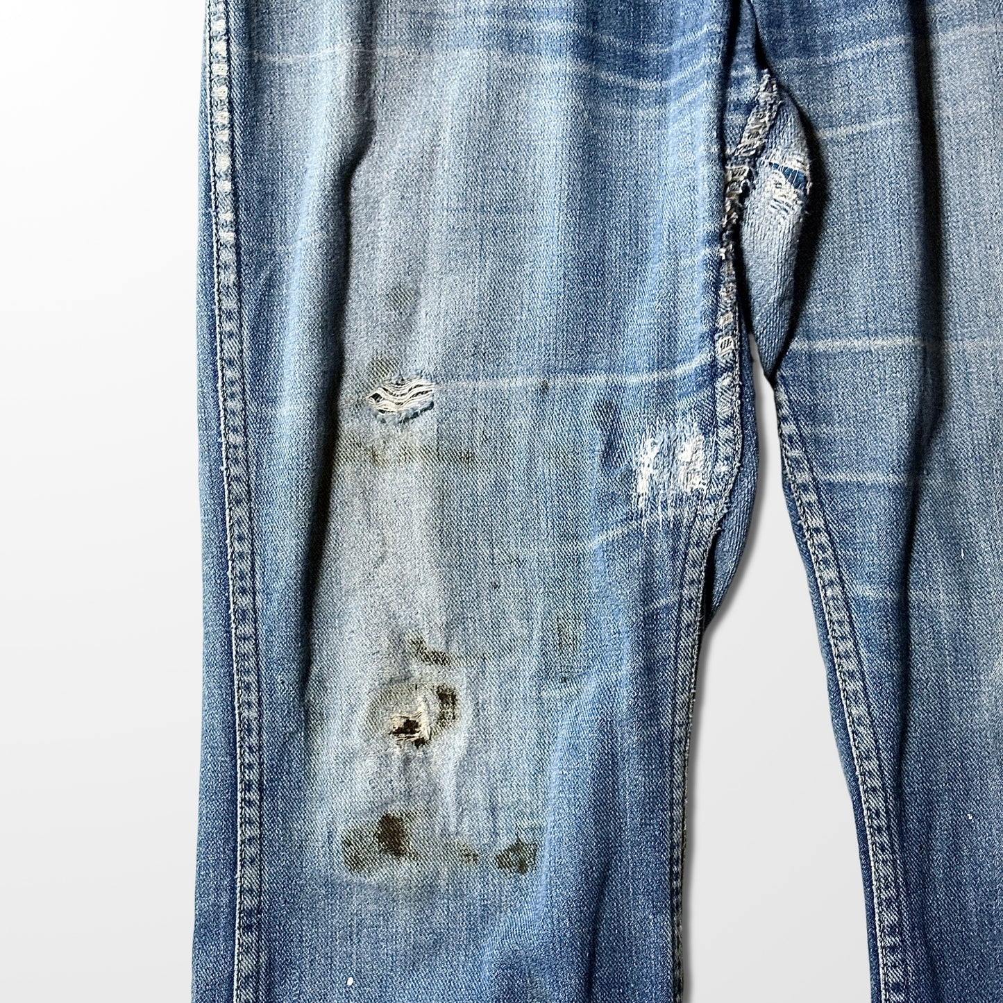 1970s Vintage Denim Work Pants – Blue, Distressed