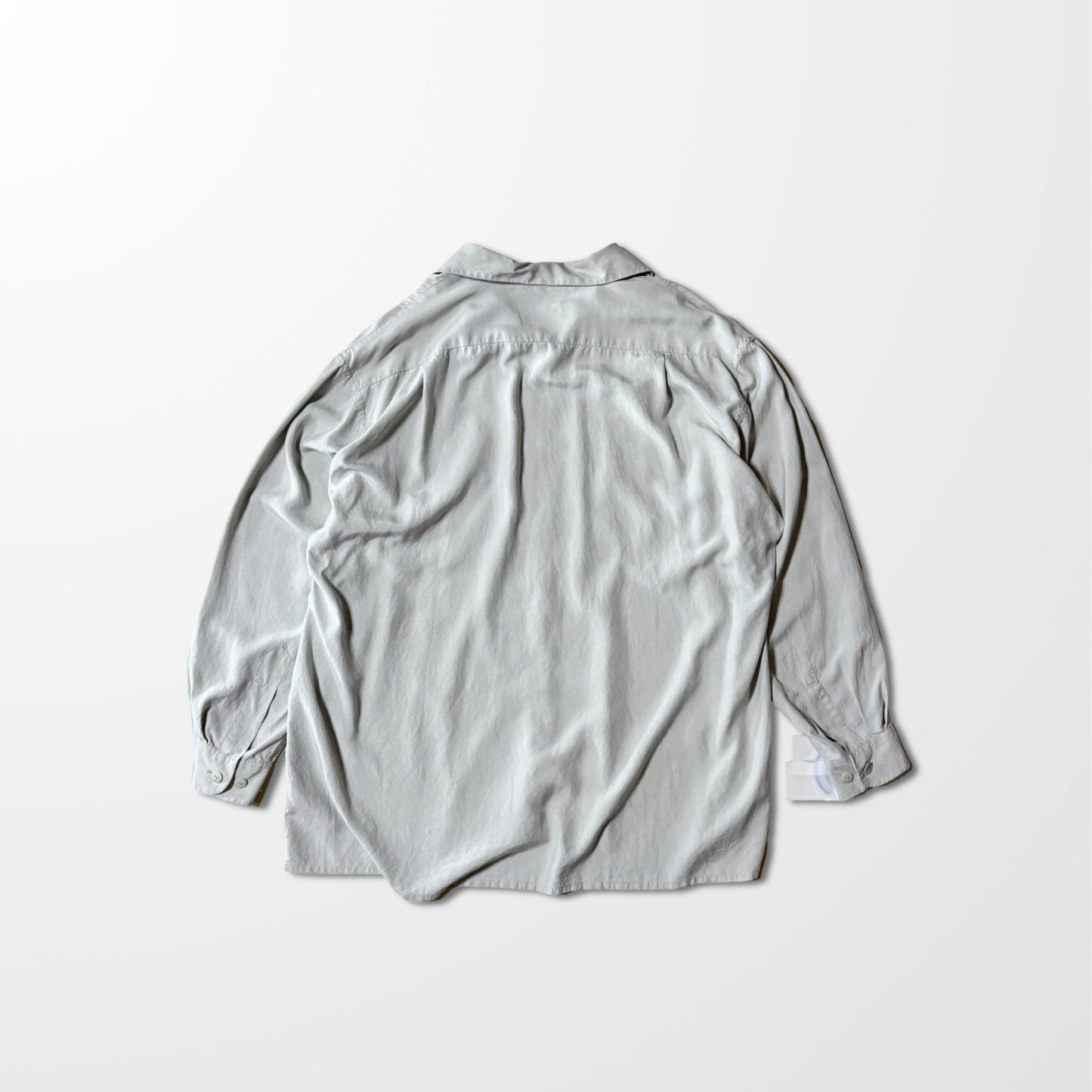 Silk  Double Flap Open Collar Grey Shirt – L