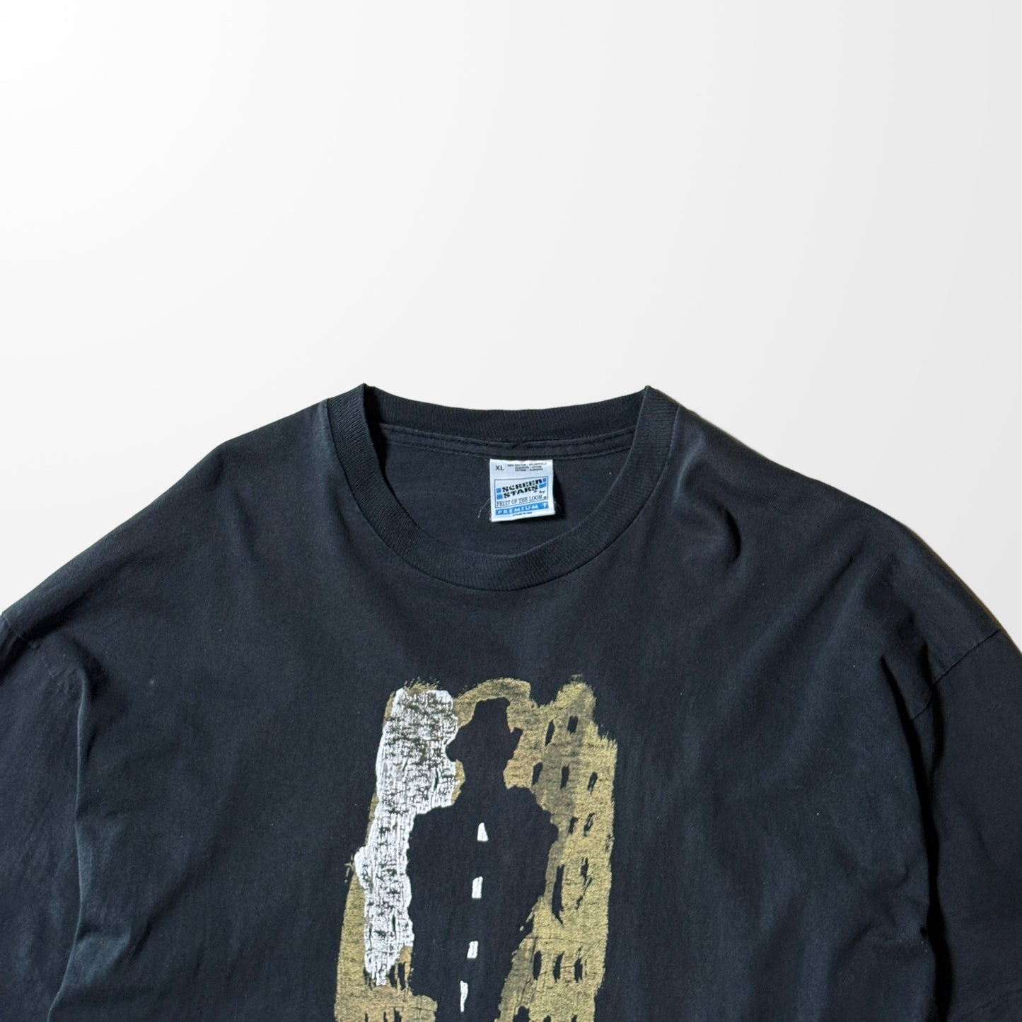 90s Art　Black Graphic T-Shirt – XL　Fruit of the Loom Screen Stars