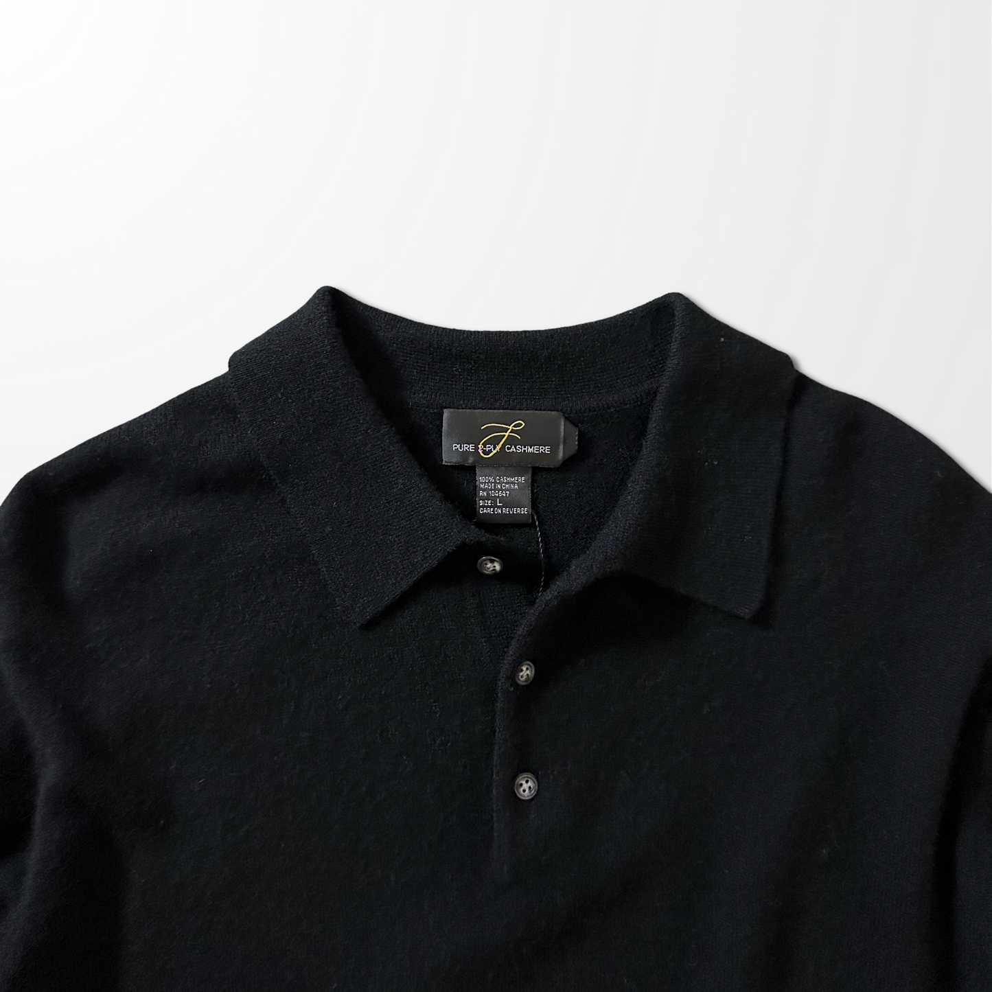 Pure 2-Ply Cashmere Knit Polo Sweater – Black / L