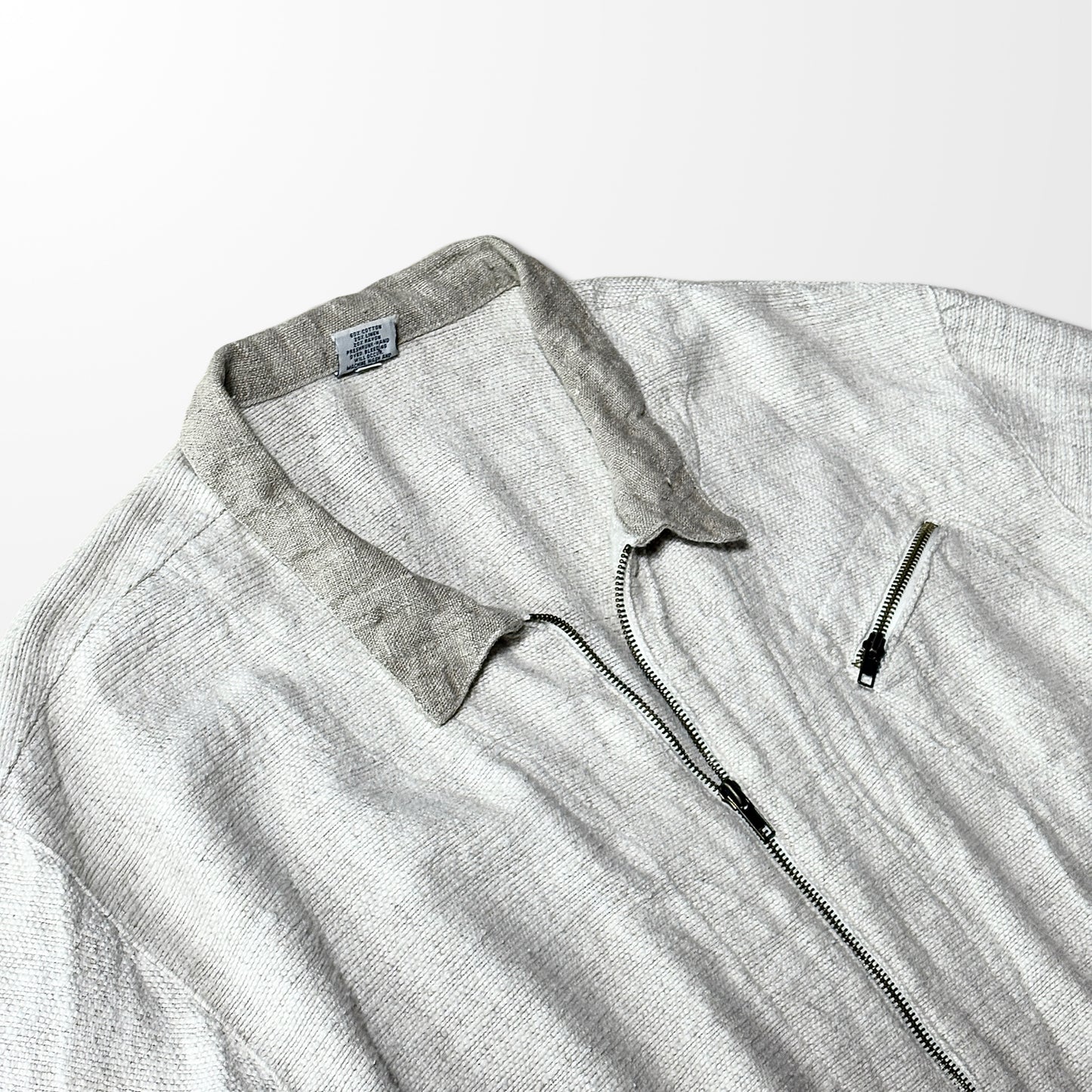 Cotton Linen Rayon Zip Jacket – White – L-CP Shades