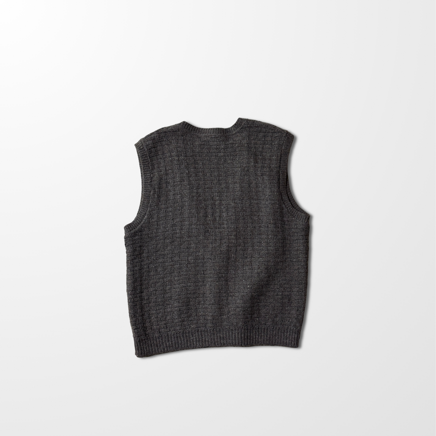 Wool Knit Button Vest –  Brown – XL