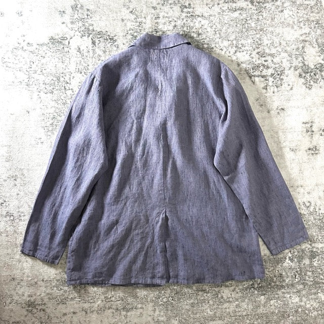 FLAX Linen Jacket Blue Relaxed Fit – M