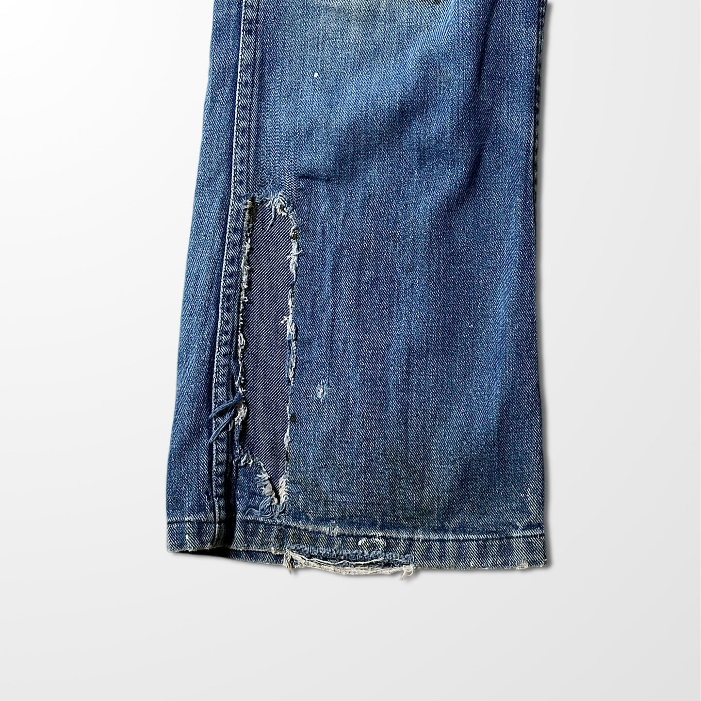 1970s Vintage Denim Work Pants – Blue, Distressed