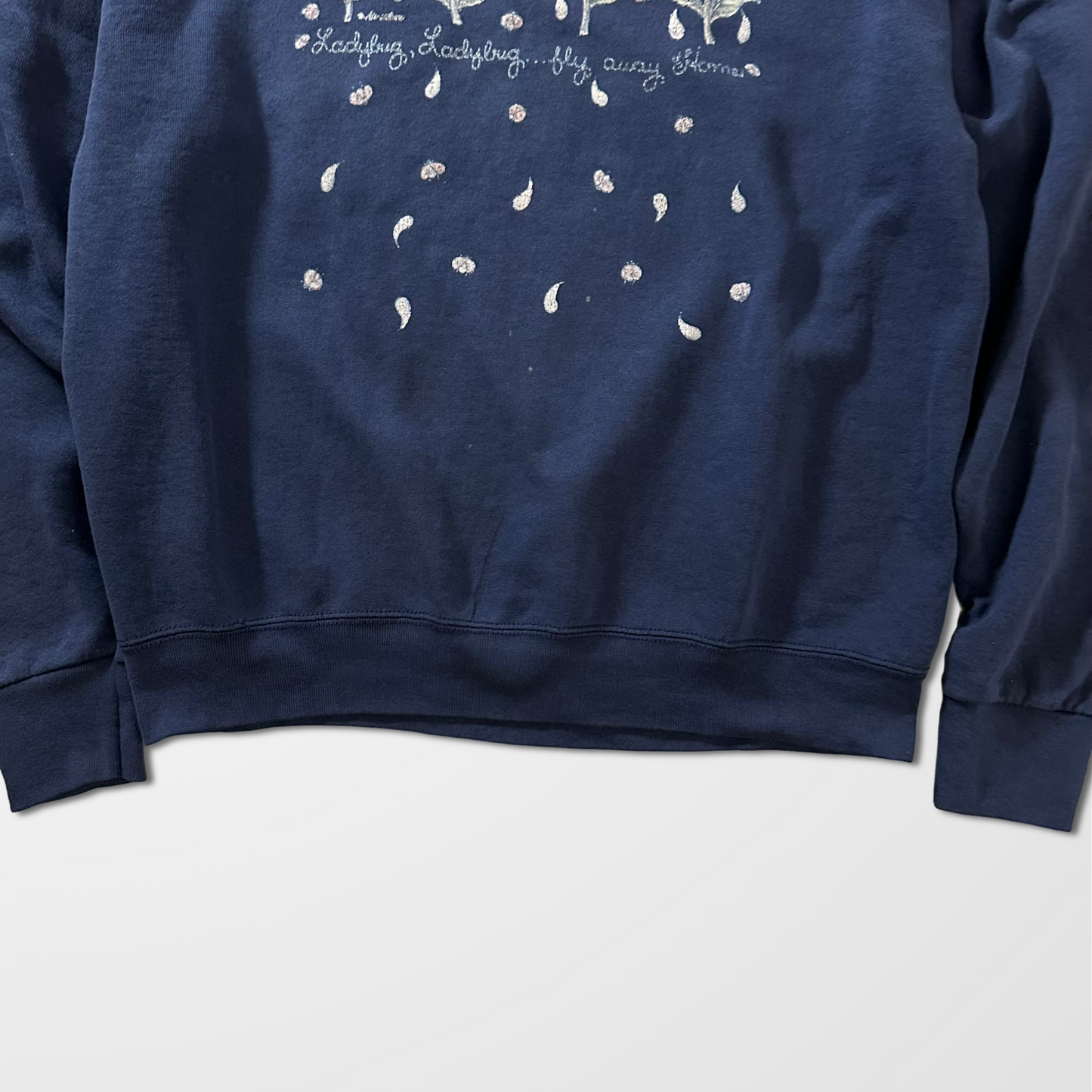 Fruit of the Loom “BEST” 50/50 Navy Floral Print Sweatshirt – L / Made in U.S.A.