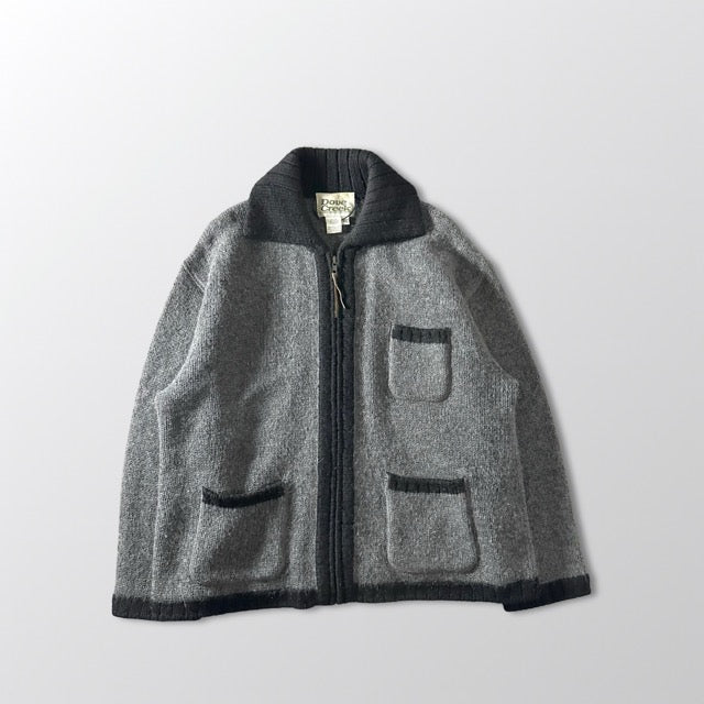Mohair Blend Knit Zip Cardigan Gray Relaxed Fit – XL