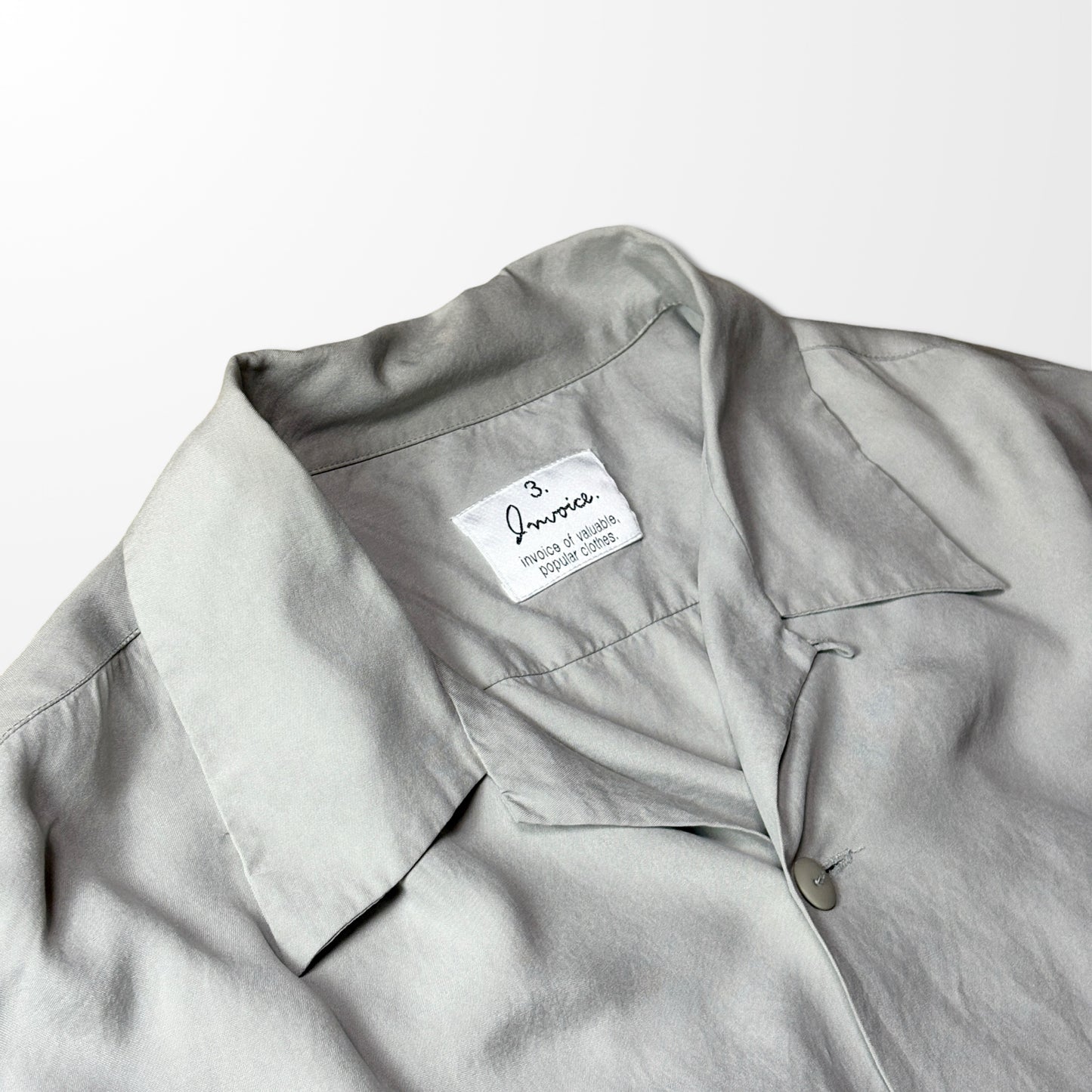 Silk  Double Flap Open Collar Grey Shirt – L