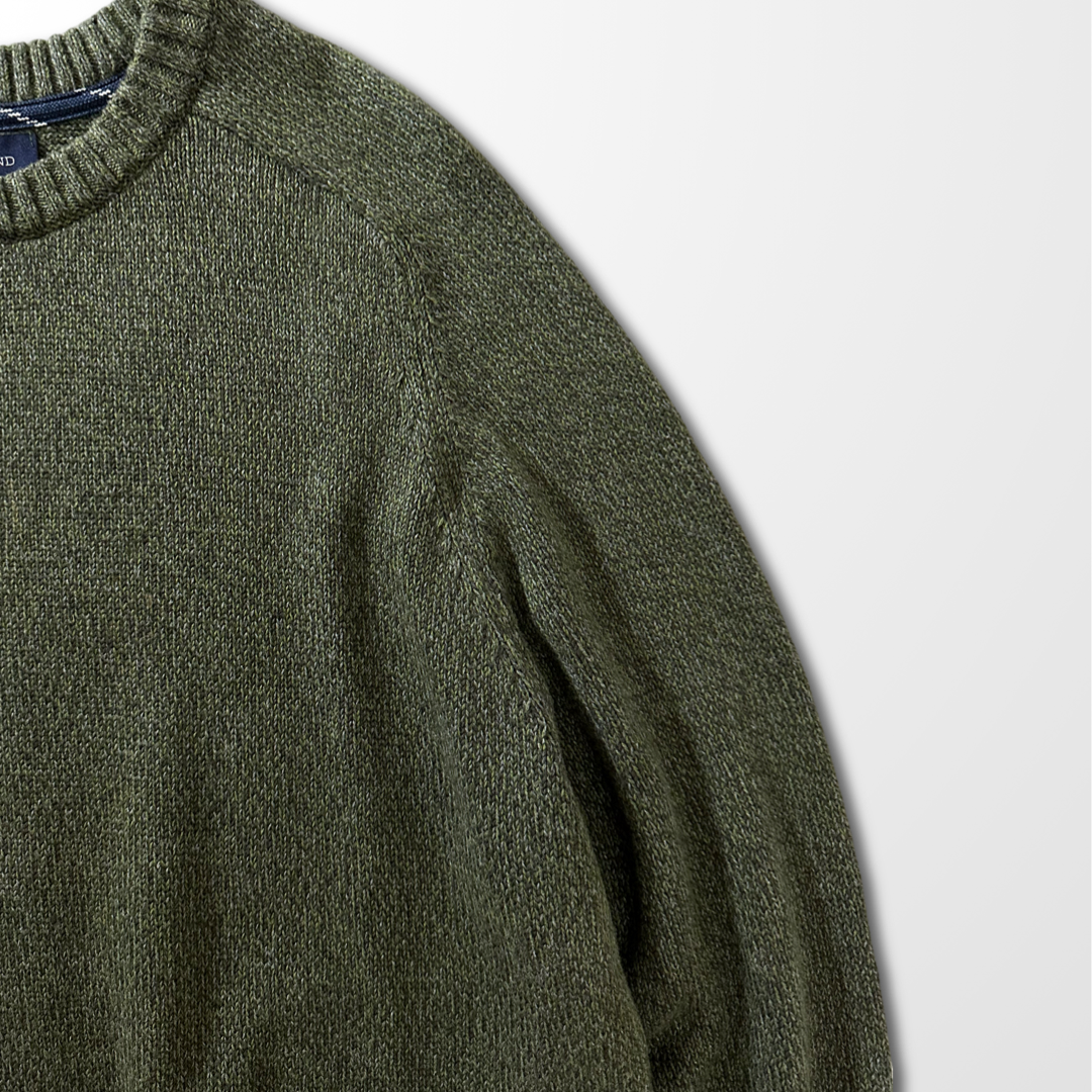 Lands’ End DRIFTER Cotton Knit Sweater – Olive Green – XL