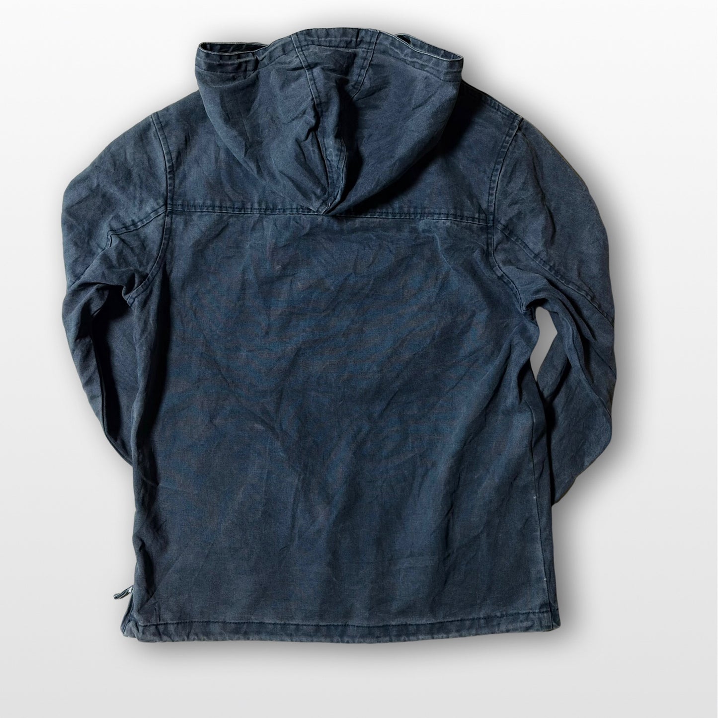 Vintage Duck Fabric Anorak Indigo Blue × Gray Fade Half-Zip Parka XL