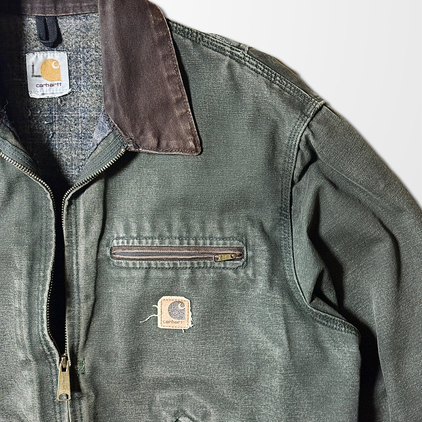 Carhartt Detroit Jacket – Moss Green, Blanket Lined, Vintage L