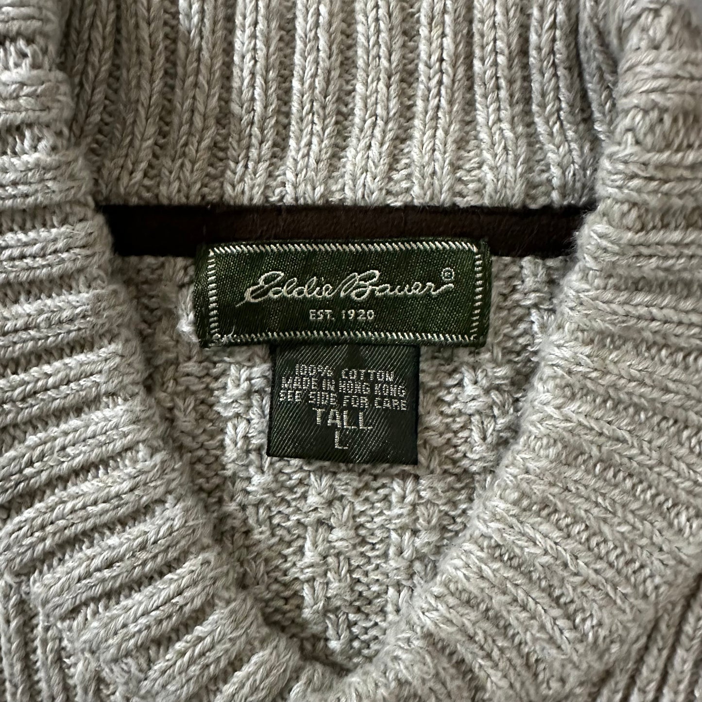 Cotton Half Button Sweater – Beige – Tall L (Made in Hong Kong)