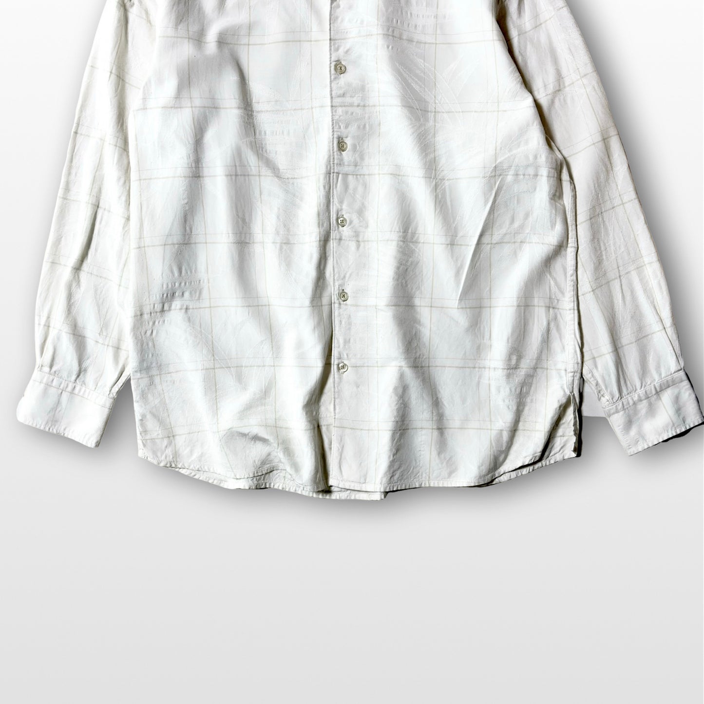 Silk Check Shirt Ivory L – Modern Relaxed Vintage