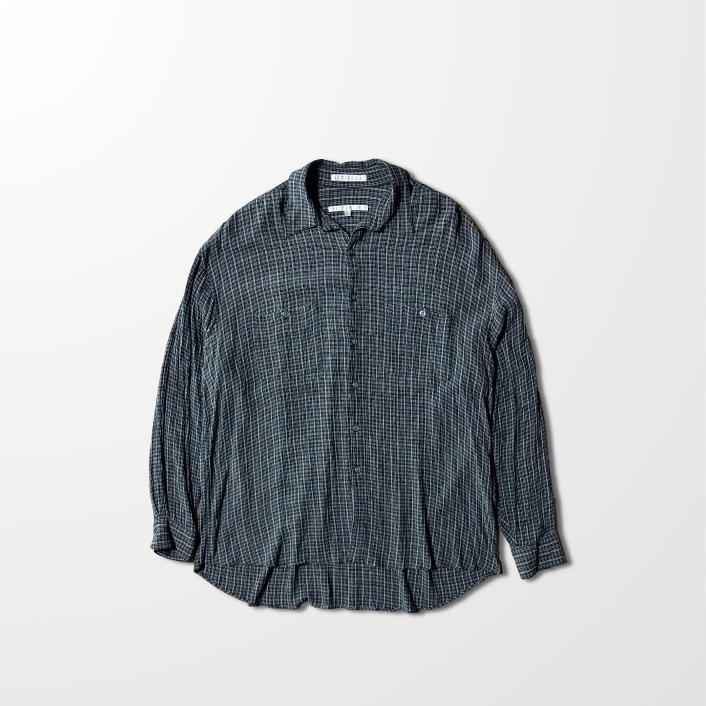 Perry Ellis Rayon Black Check Shirt – L