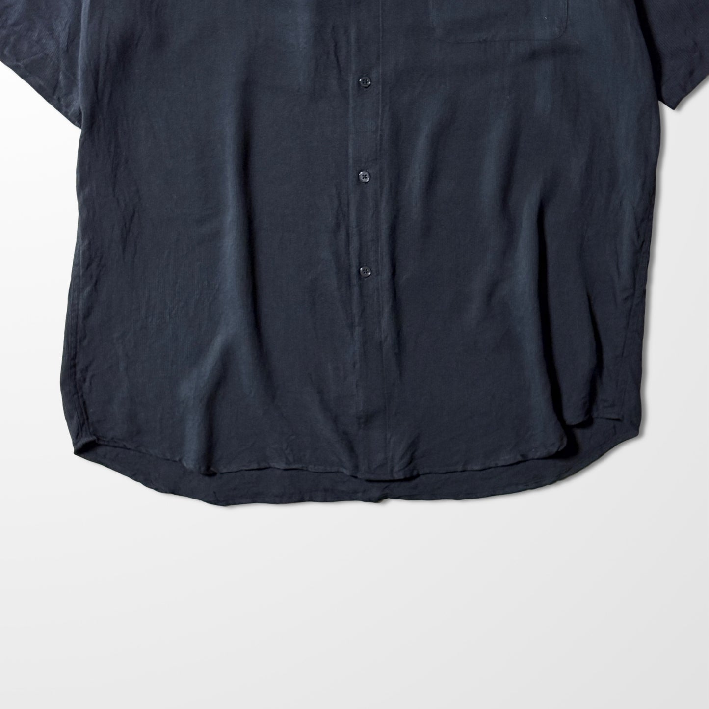 Perry Ellis Silk Black Open Collar Shirt - Rayon