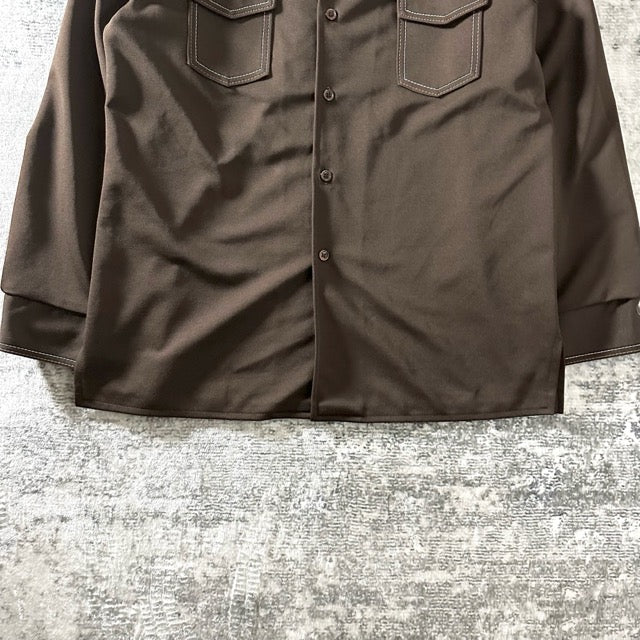 Brown Polyester Shirt Jacket – L