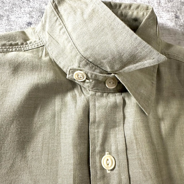 Ralph Lauren Cotton Shirt Olive Beige Double Pocket – M