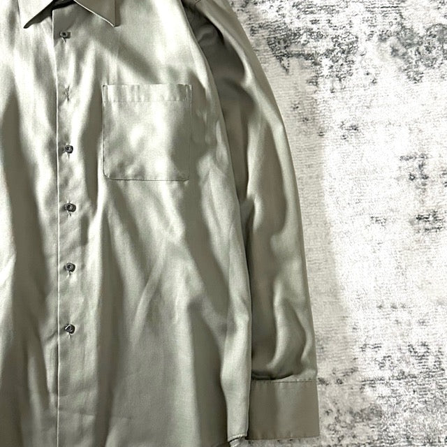 Yves Saint Laurent Olive Sheen Long Sleeve Shirt – L