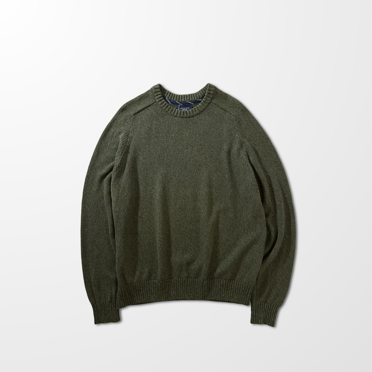 Lands’ End DRIFTER Cotton Knit Sweater – Olive Green – XL