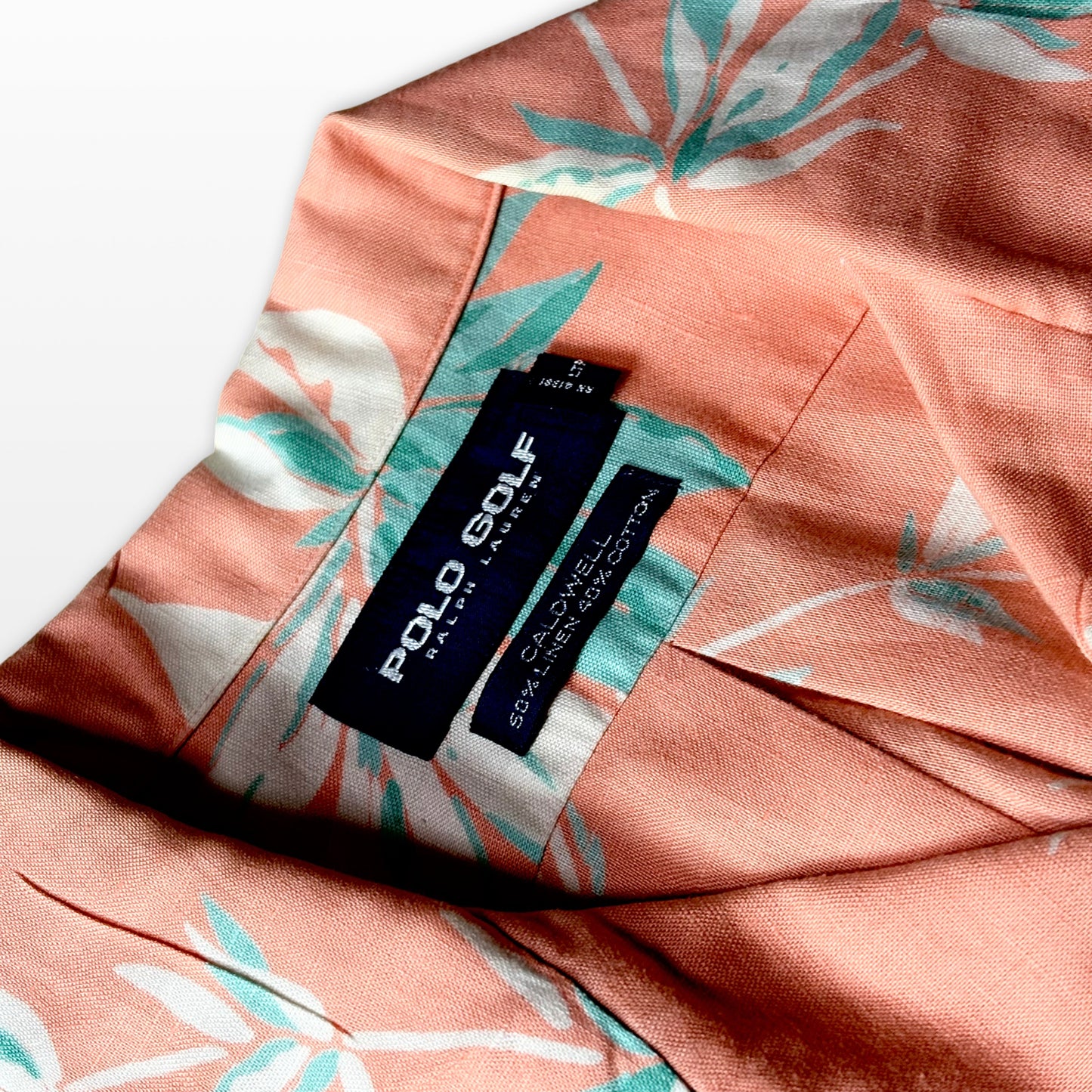 Pink Botanical Open-Collar Shirt – L Linen Cotton Blend　Ralph