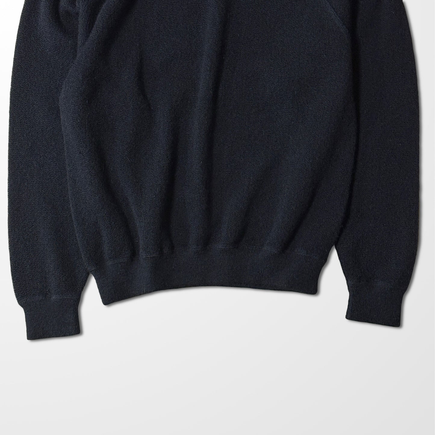 Alpaca 100% Crewneck Knit Sweater – Black, L