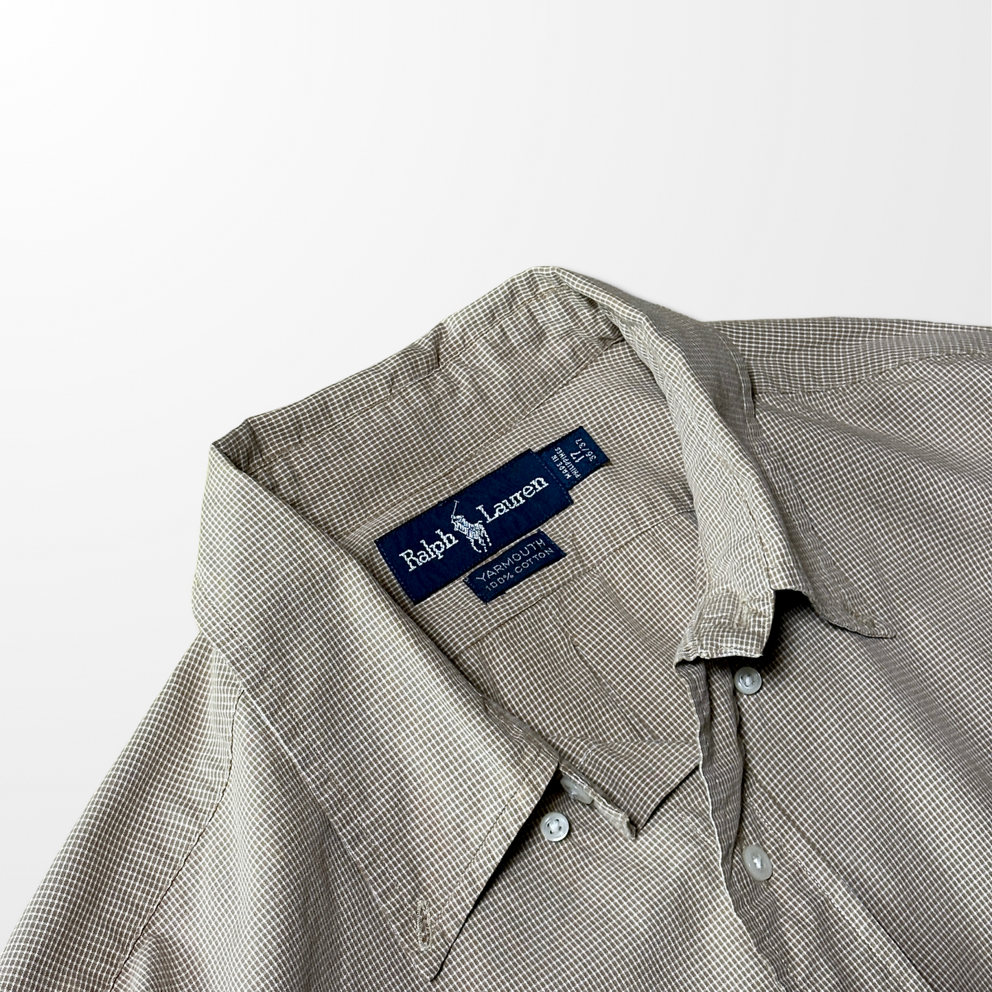 Ralph Lauren Yarmouth Cotton Check Shirt – Beige – 17/L