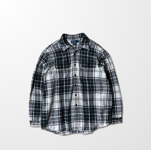 Polo by Ralph Lauren Cotton Flannel Check Shirt – Black & White / XL