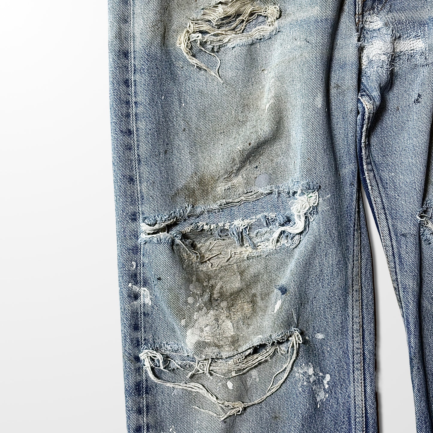 Levi’s 501 Vintage Distressed Jeans – Paint Stains & Heavy Fade – Made In USA  W38