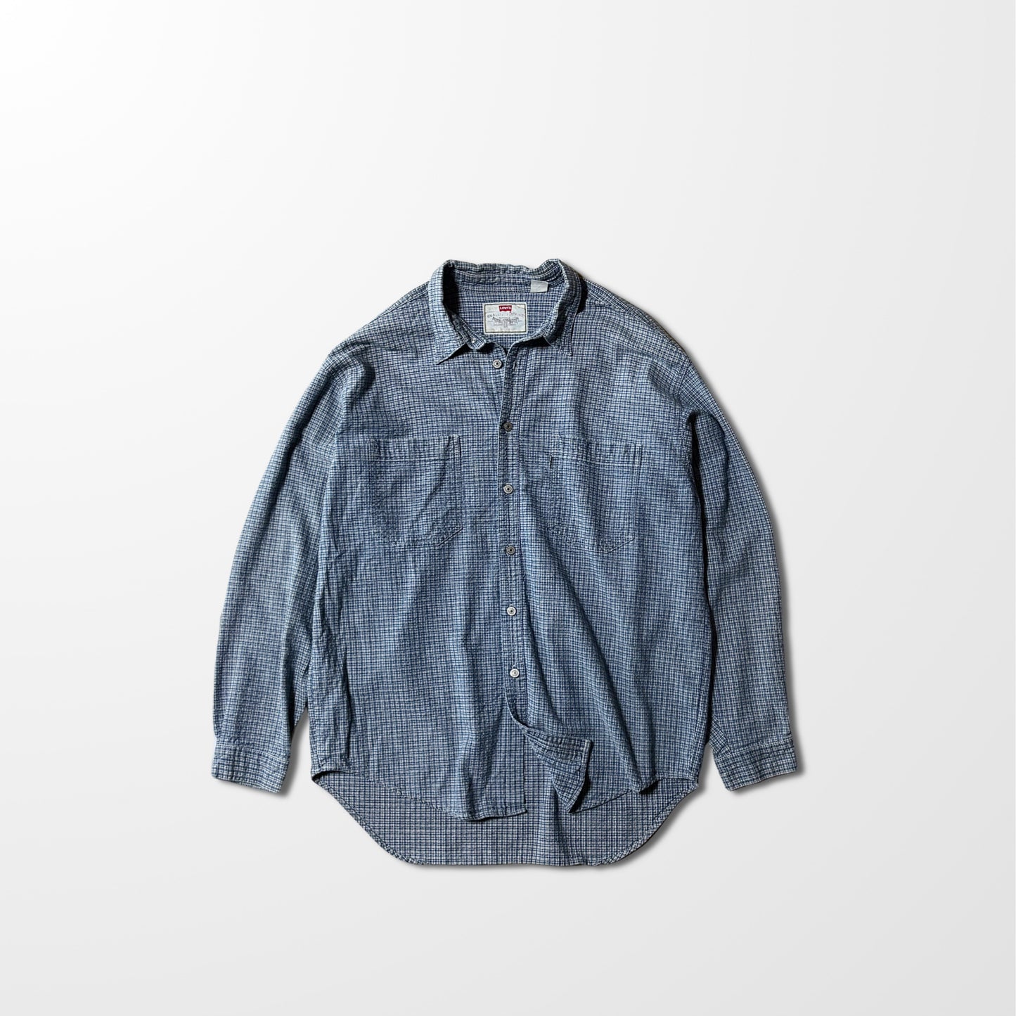 Blue Mini Check  Cotton Blue Mini Check Shirt – XL