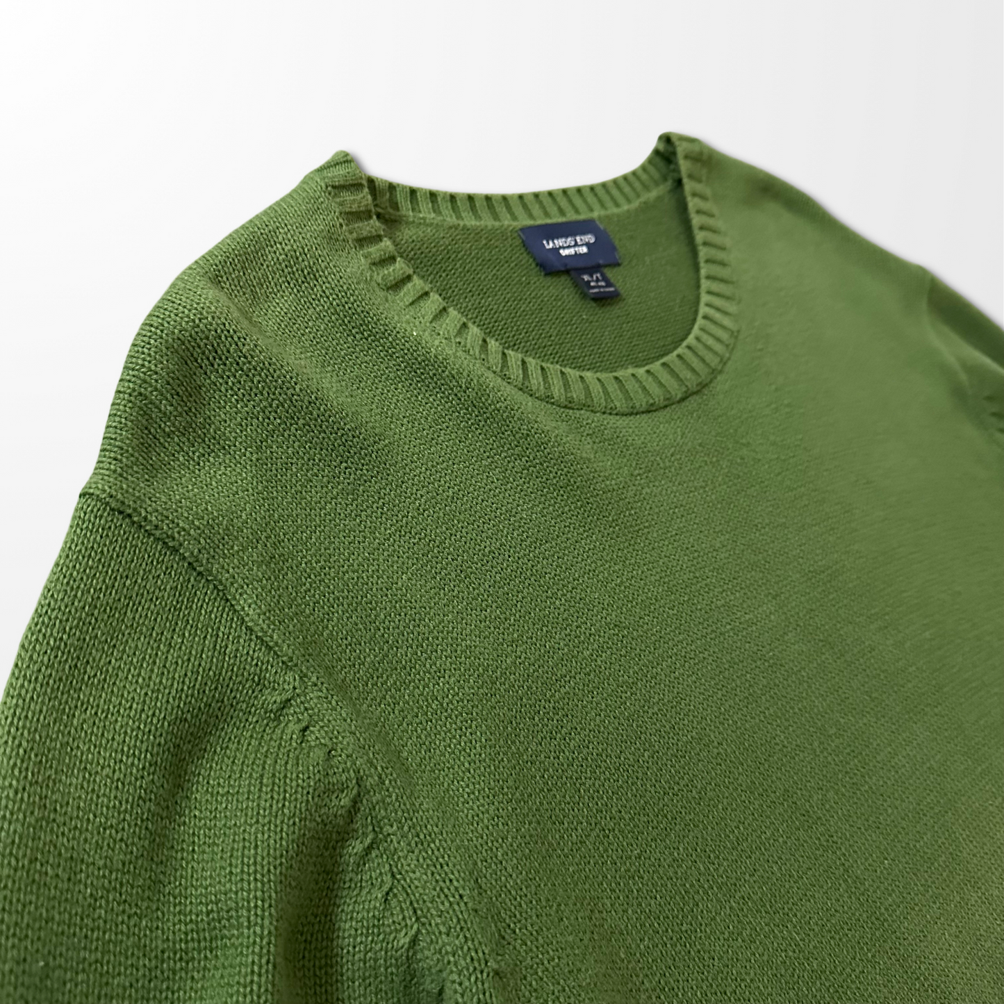 Lands’ End Drifter Cotton Sweater – XL Tall / Olive Green