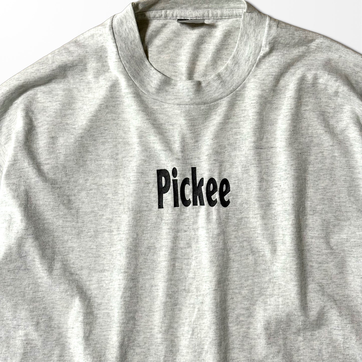 Minimal Print T-shirt / “Pickee” / heather gray / Made in USA