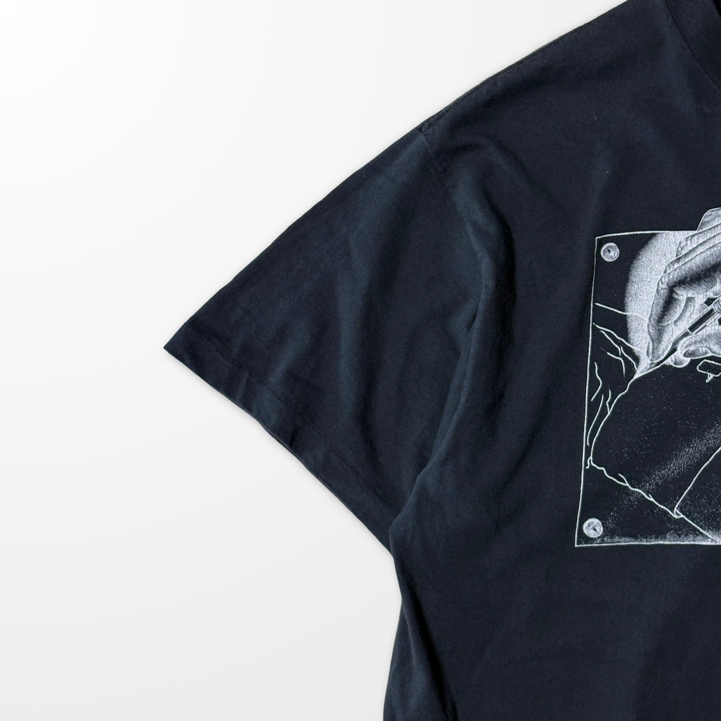 Escher Hand Drawing Hands Tee – Fade Black Art Print