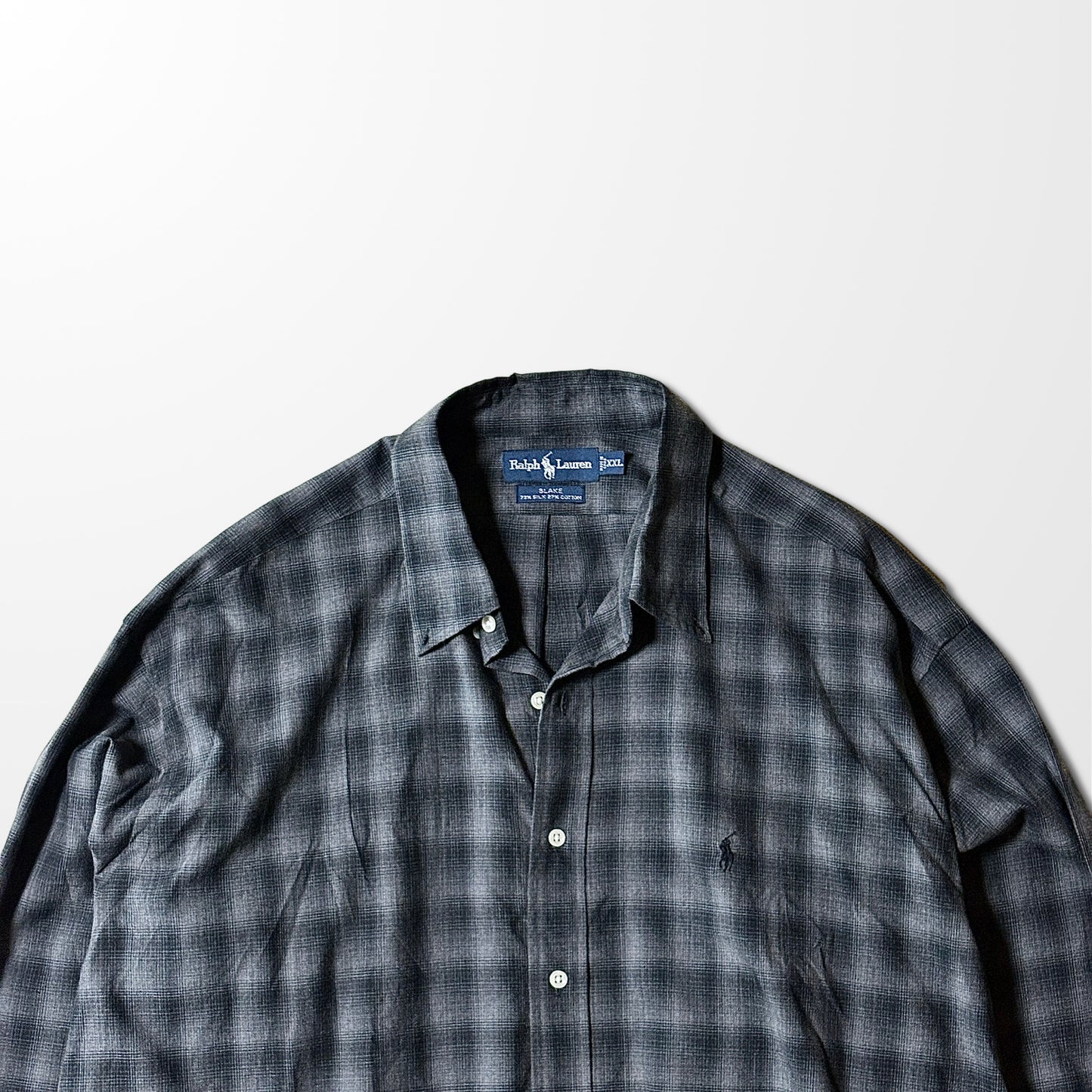 Ralph Lauren Silk Cotton Blend Black Check Shirt – XXL