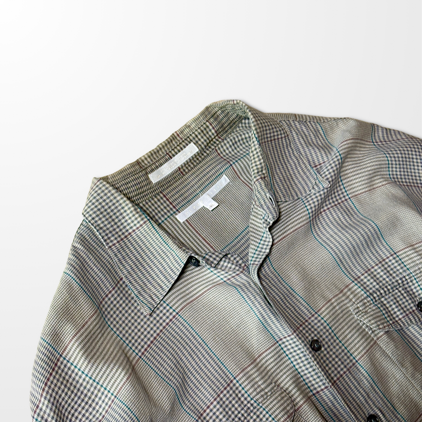 PERRY ELLIS Cotton  Check Shirt – Beige Brown - XL