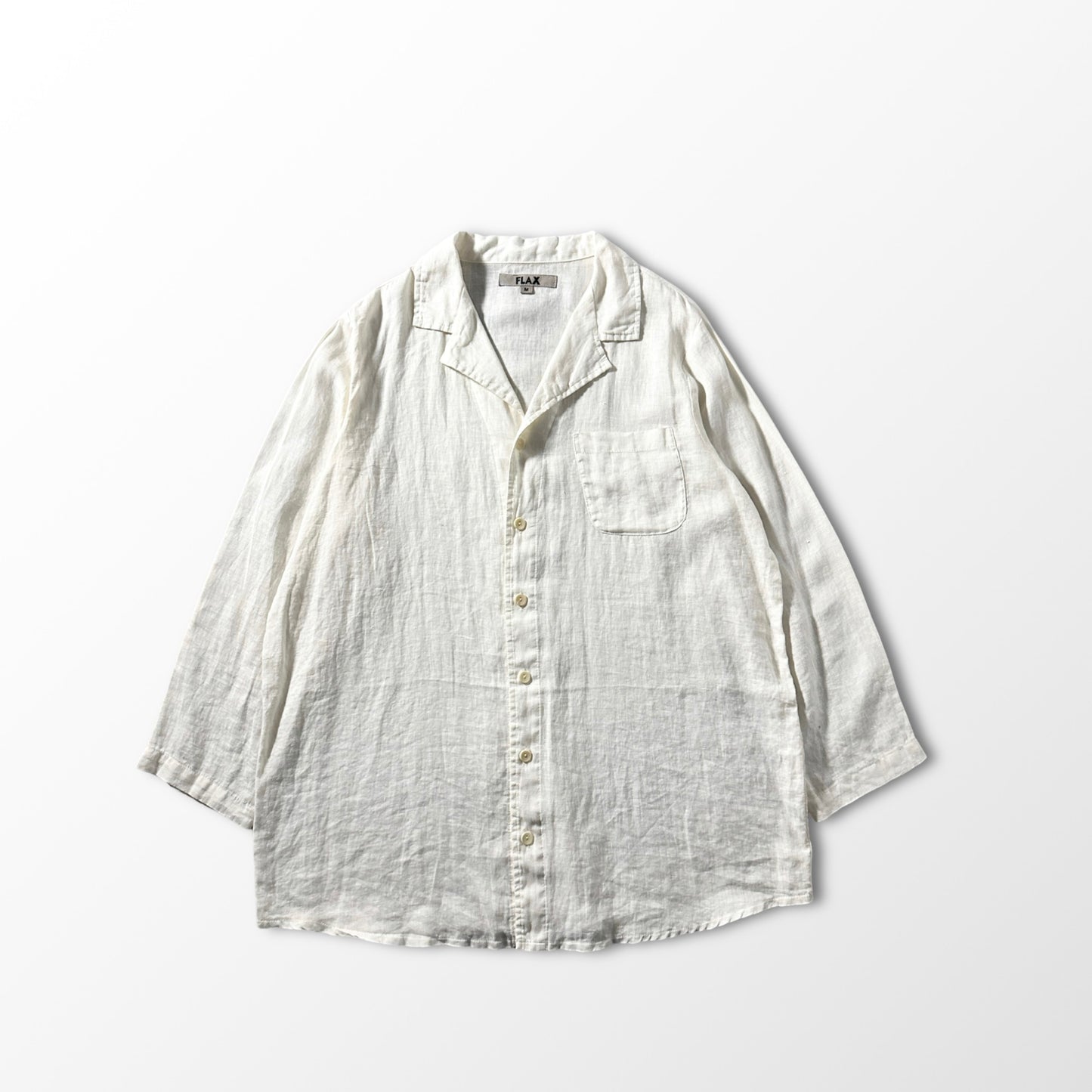 FLAX 100% Linen White Long Sleeve Shirt – M