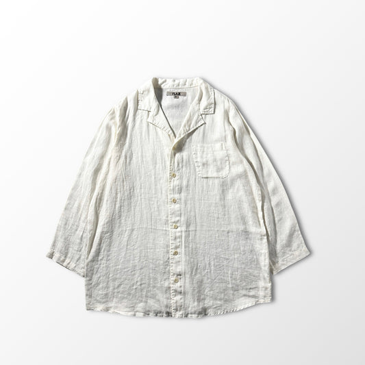 FLAX 100% Linen White Long Sleeve Shirt – M