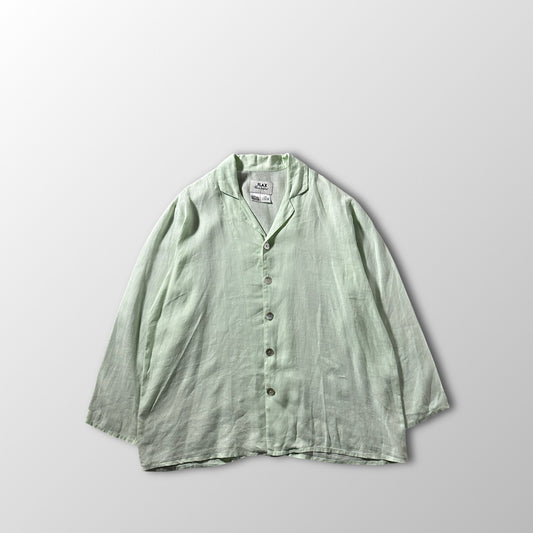 FLAX  Linen Light Mint Open Collar Shirt – M