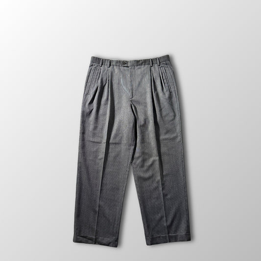 Zanella 100% Wool Gray Pinstripe Pleated Trousers – 36