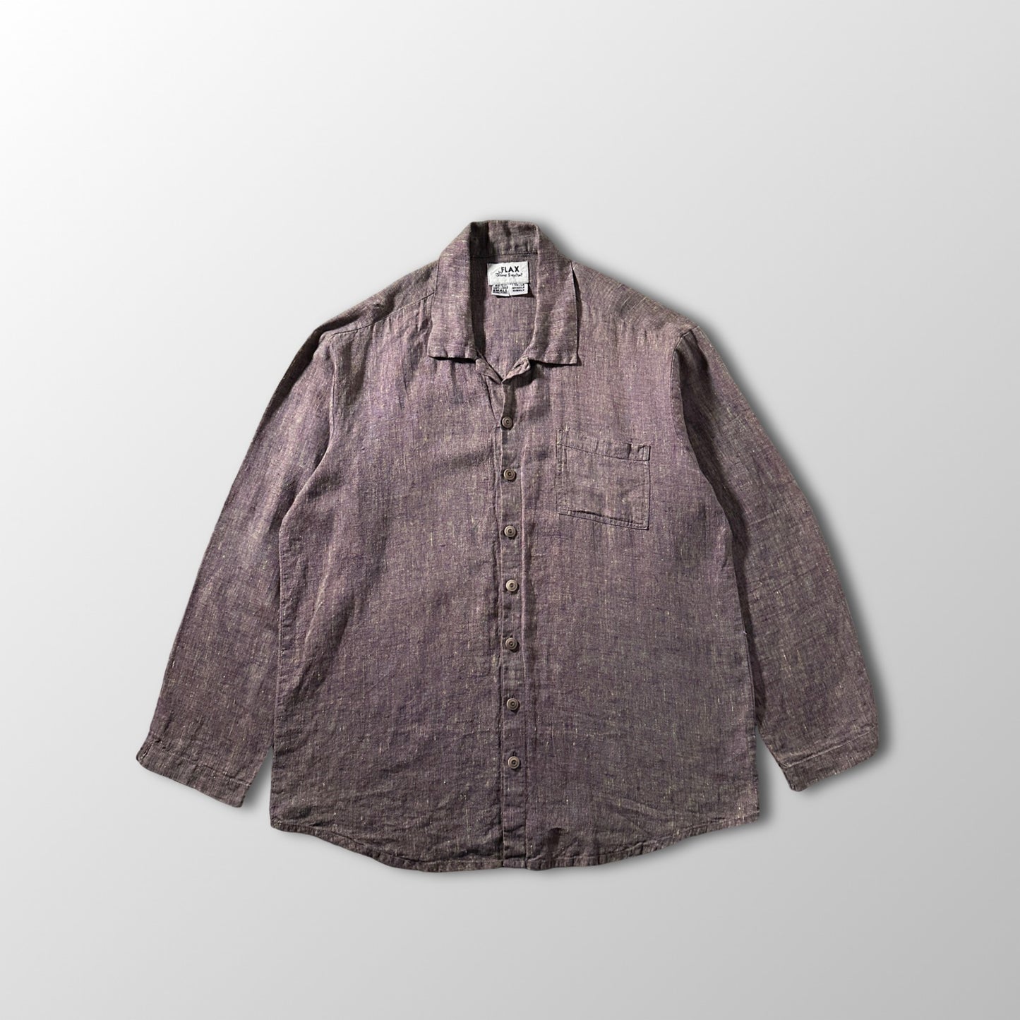 FLAX 100% Linen Smoky Plum Long Sleeve Shirt – Small