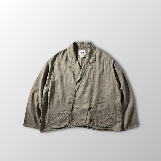 FLAX Linen Taupe Double-Breasted Jacket – L