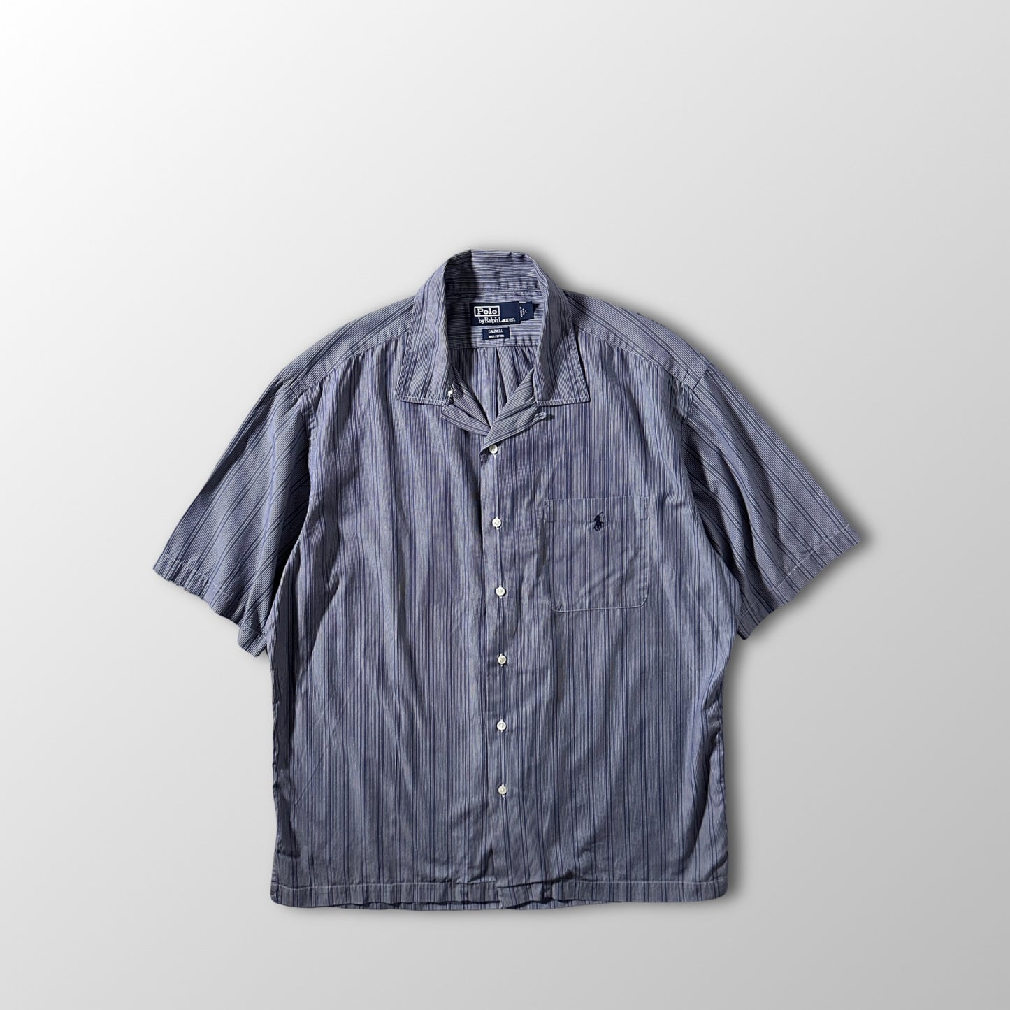 Polo by Ralph Lauren Caldwell Cotton Navy Stripe Camp Shirt – L