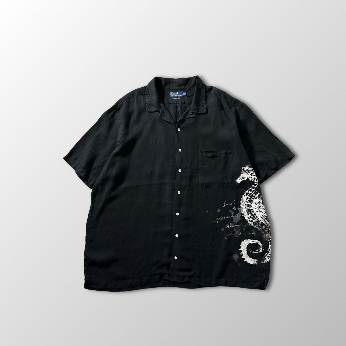 Polo by Ralph Lauren Linen Black Graphic Camp Shirt – 2XB Big
